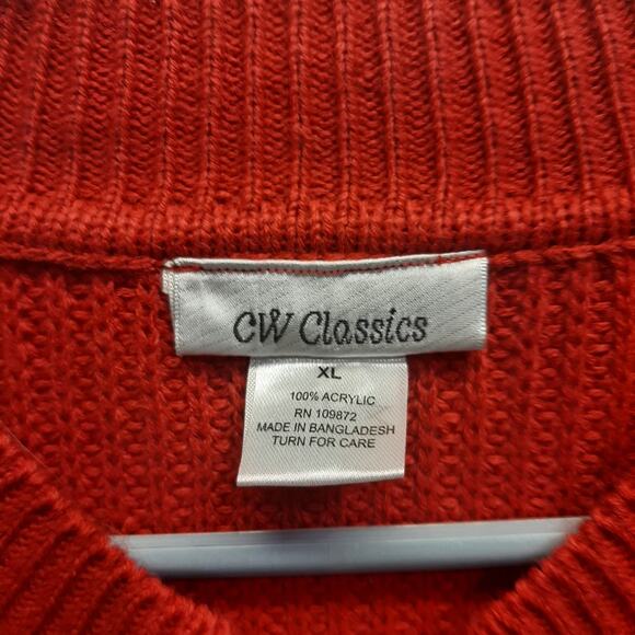 VTG CW Classics Women's Red Long Sleeve Full Zip Sweater Jacket l Size: XL - Picture 9 of 11